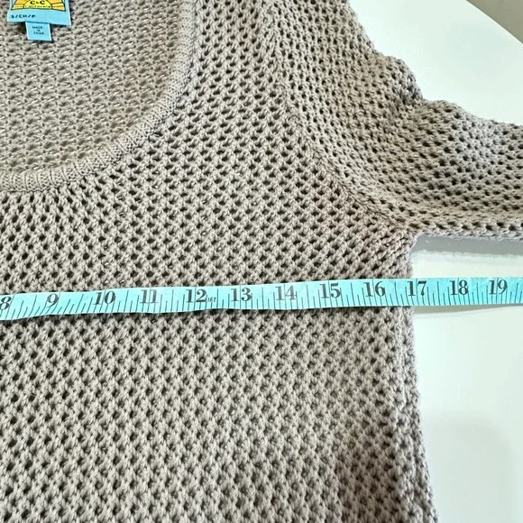 C&C California Fisherman Open Knit Sweater Top Women S Tan Beach Vacation Cruise - Picture 9 of 12